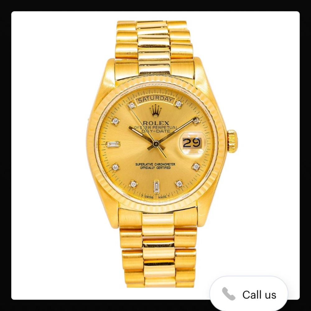 Rolex Gold Watch with Diamond Markers